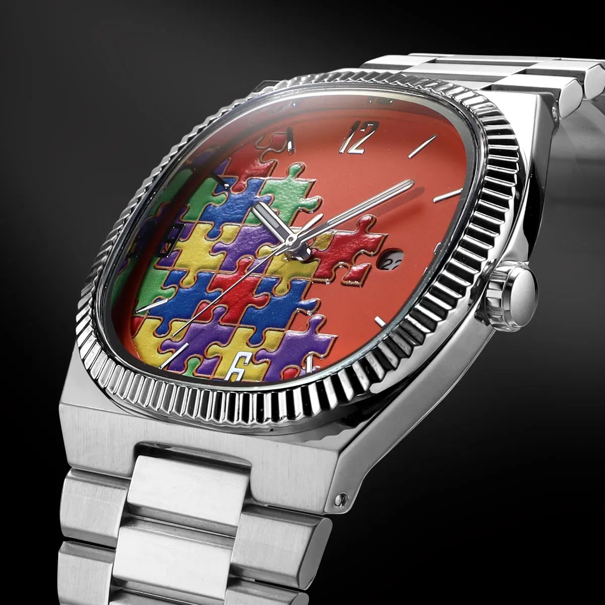 Vintage-Inspired Men's Quartz Wristwatch with Steel Strap - Water Resistant & Calendar Function