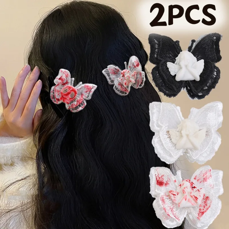 Gothic Hairpin Women Girls Punk Angel Butterfly Hair Clips Retro Shopping Daily Hair Clips Hair Accessories Handmade Party Gifts