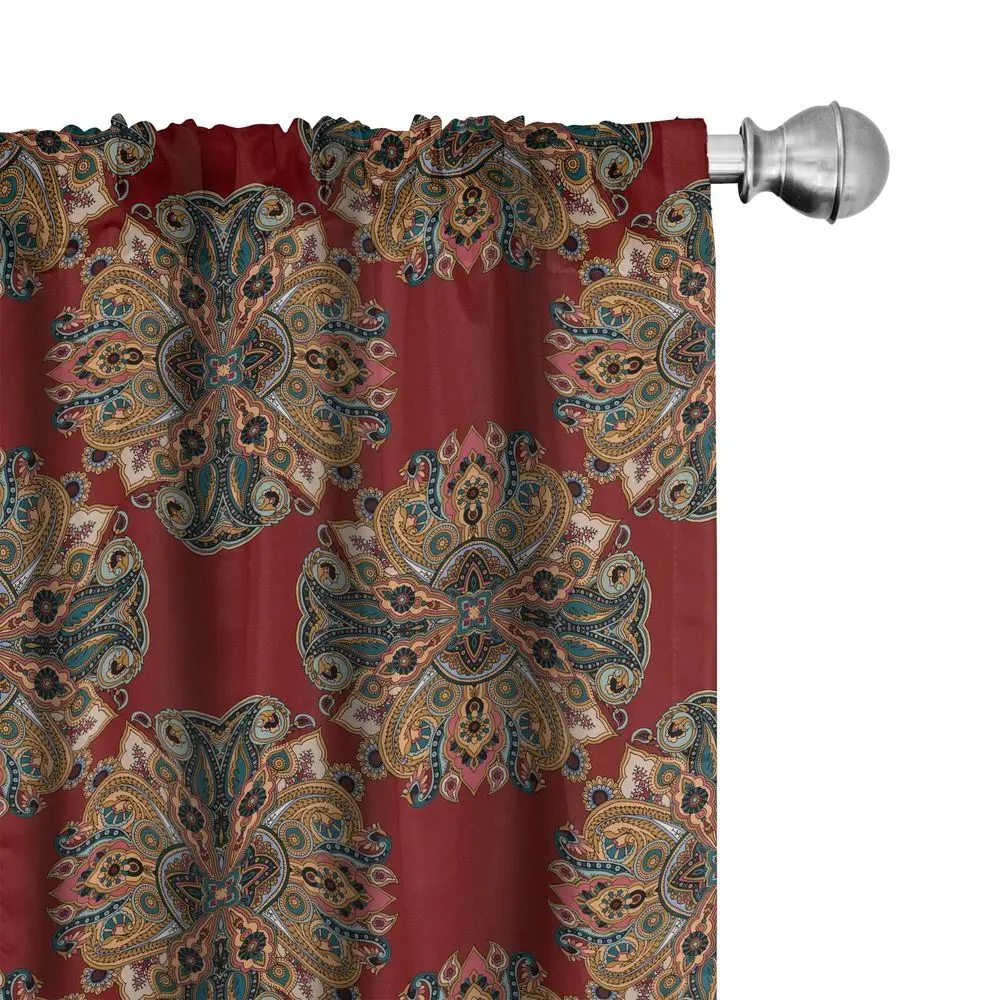 Granate Cortina de Microfibra, Modelo Tradicional de Paisley, Window Treatments 2 Panel Set for Living Room Bedroom Decor, 56 x