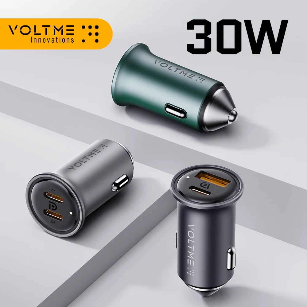 Car Charger VOLTME 30W Dual USB C Car Charger Type C Car Charger For iPhone 14 Pro max PD Super Fast Charging Adapter For Samsung Galaxy S23
