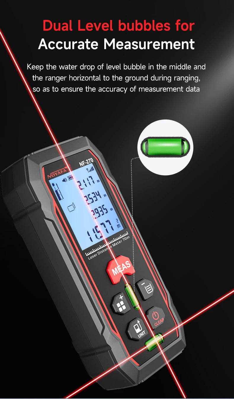 Noyafa NF-270 laser Rangefinder 60M with horizontal bubbles Digital Range Finder