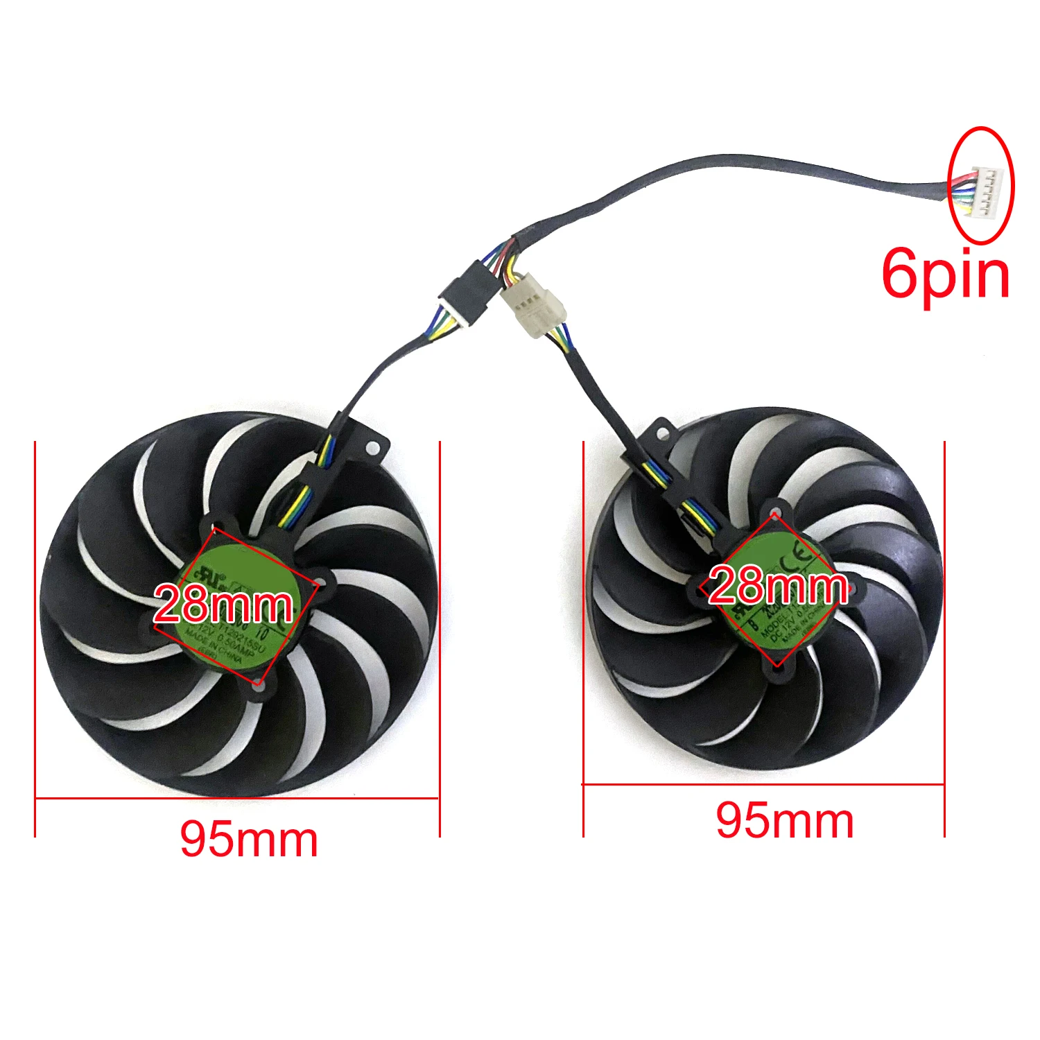 Cooling Fan 95mm 6pin T129215SU PLD10010S12HH GTX1660S SUPER  GPU FAN For ASUS ROG Strix GTX 1660S SUPER GTX 1650 SUPER GTX1650