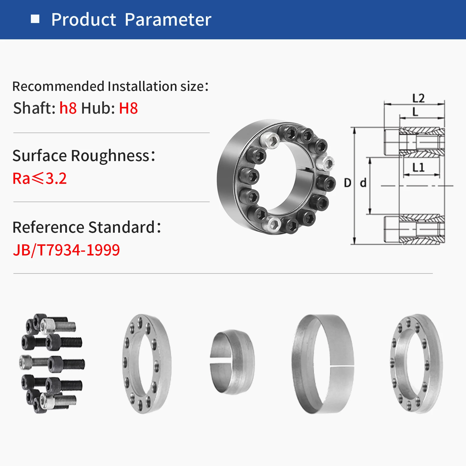 Description Picture 2 of itemZ2 Expansion Sleeve Coupling Tension Sleeve Keyless Bushing Clamping Coupler Locking Disk Connection Taper Bush