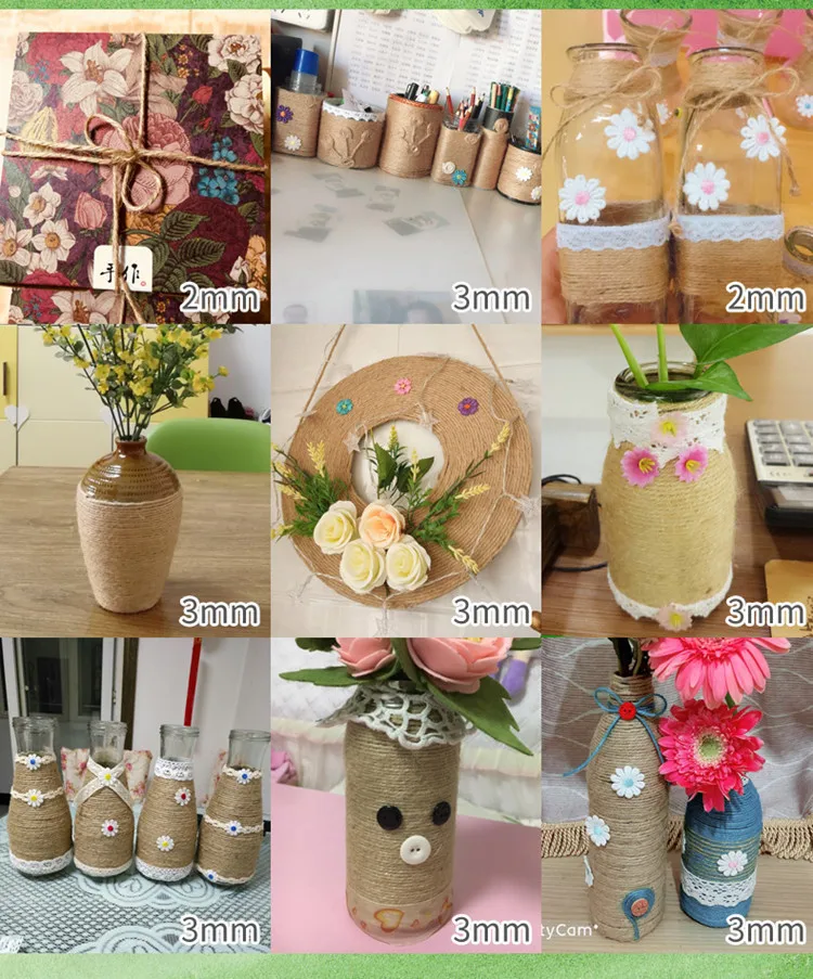 8mm 10m-50m 천연 황마 코드 헤비 듀티 꼬기 대마 트위스트 코드 Macrame 문자열 DIY 공예 수제 장식 애완 동물 긁기