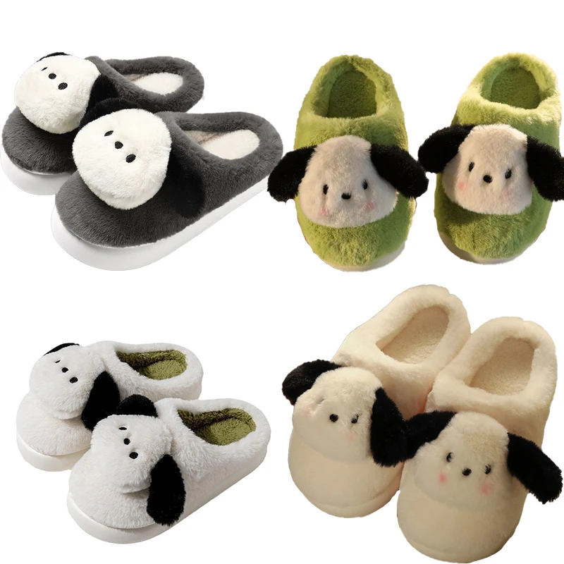 

Pochacco New Sanrios Winter Slippers Home Leisure Thicken Keep Warm Couple Anime Cartoon Characters Anti Slip Wear Resistant
