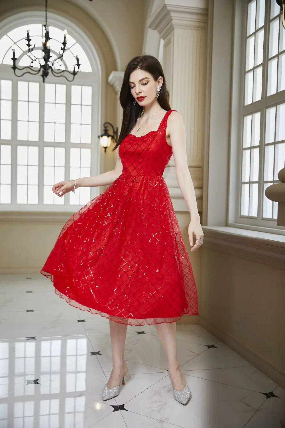 

Zoctuo Glitter Sequin Short Dresses For Women 2023 Backlesss Sexy Prom Dress Red Wedding Party Dress Elegant Luxury Banquet Gown