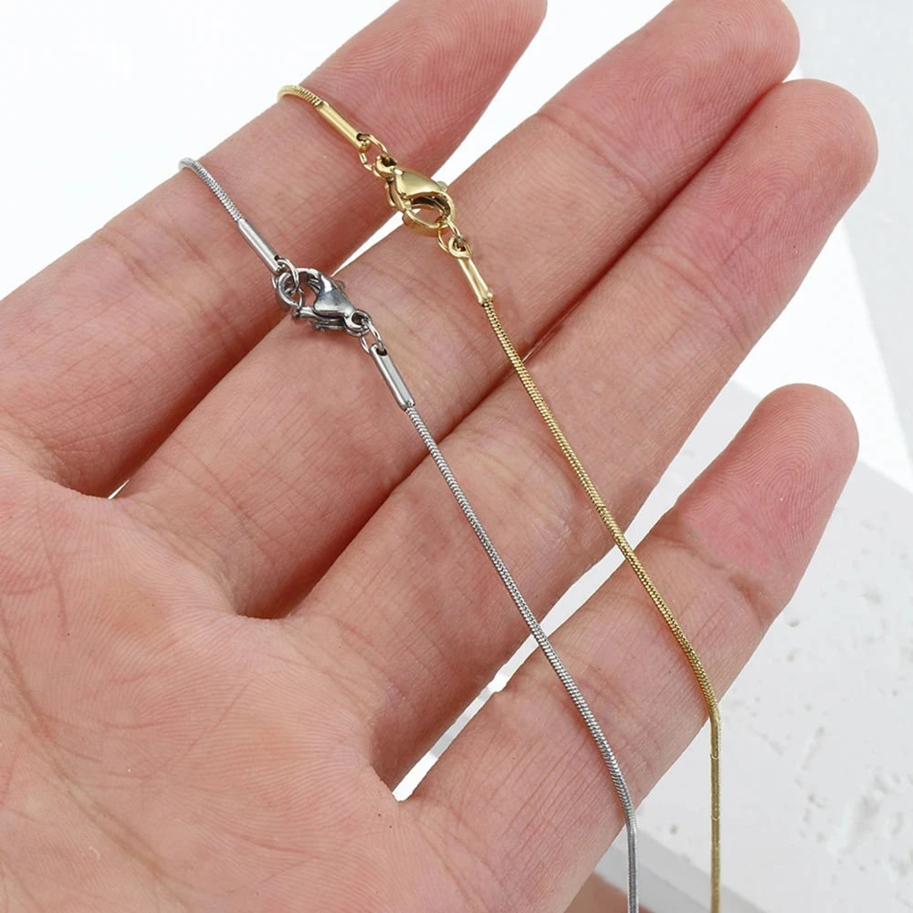 Stainless Steel Necklaces HIYEE Stainless Steel Snake Chain Necklace Chains for DIY for Women Jewelry Making Findings Pendants Lobster Clasps