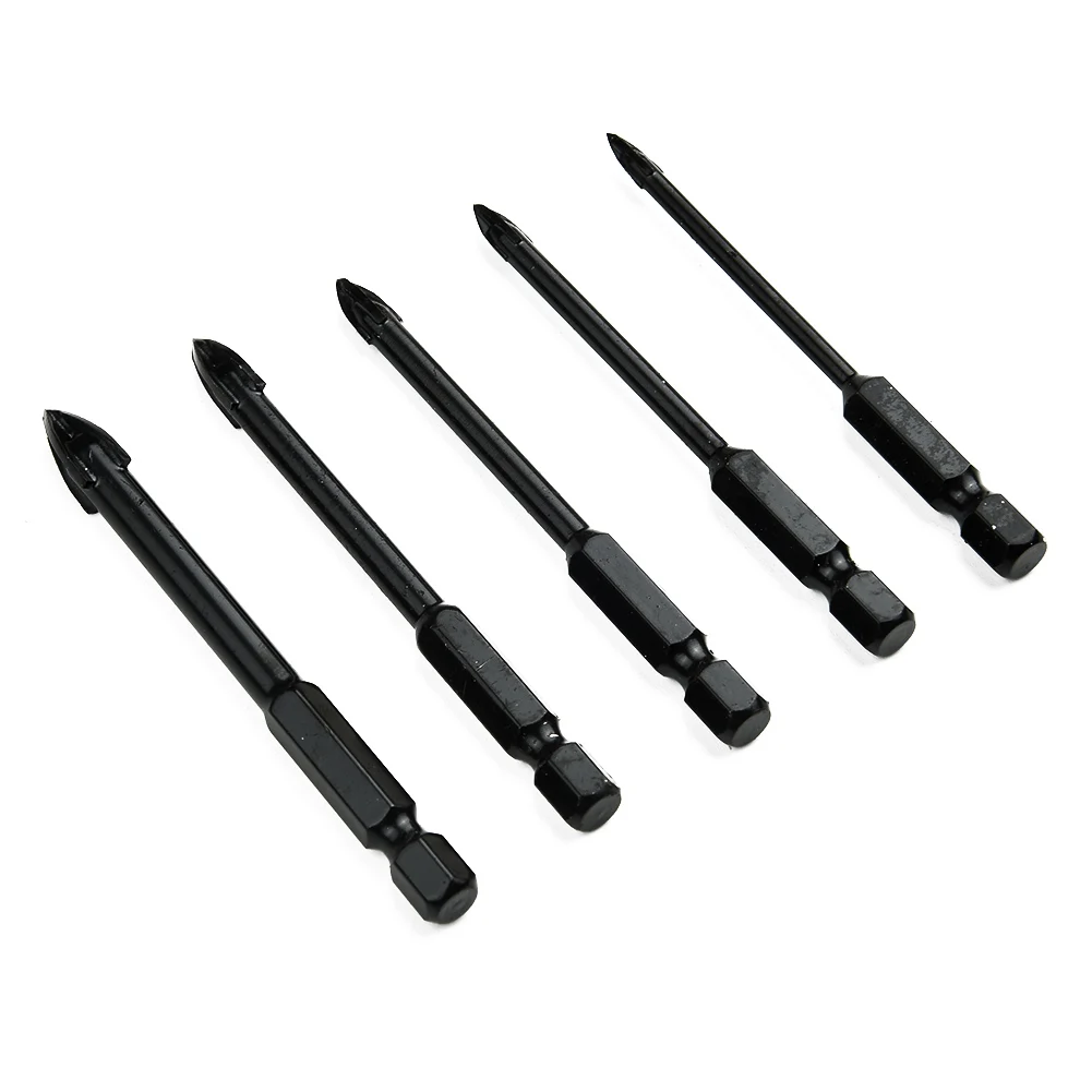 Glass Concrete Drill Bit Set Cross Hex Tile Ceramic Drill Bits Cemented Carbide Set Universal Drilling Tool Hole Opener For Wall 5pcs set cross hex tile glass ceramic drill bits cemented carbide set efficient universal drilling tool hole opener for wall