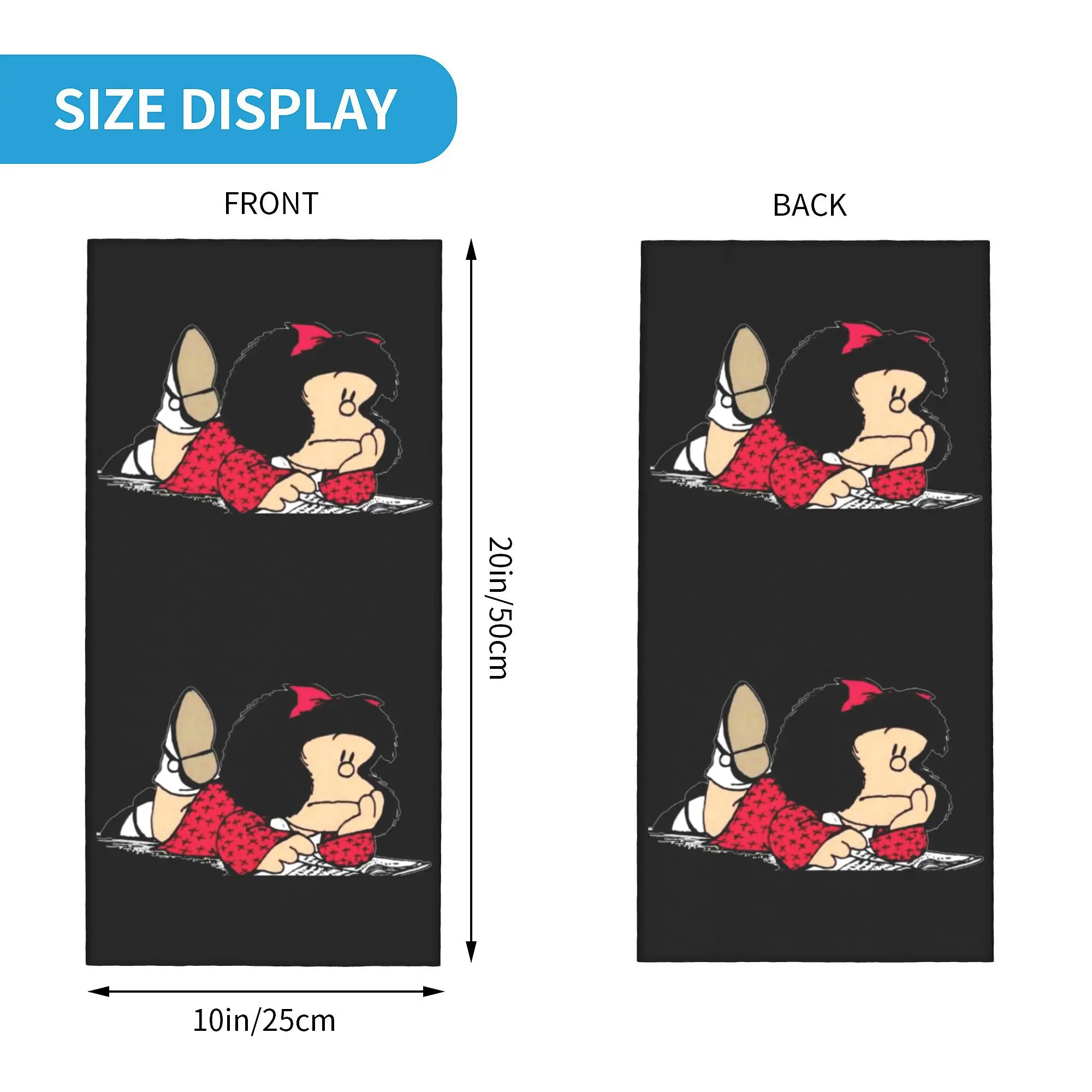 Cute Mafalda Bandana Winter Neck Warmer Windproof Wrap Face Scarf for Ski Argentine Cartoon Quino Comic Gaiter Headband