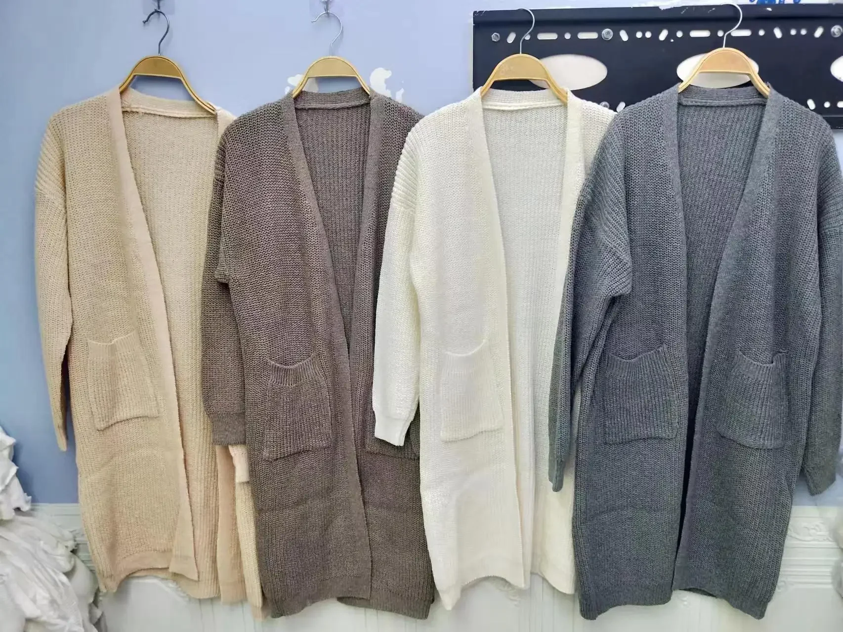 2024 Women Pockets Sweater Cardigan Kintted Jacket Spring Autumn Crochet Loose Long Winter Maxi Warm Jumper Coat Cardigans 6