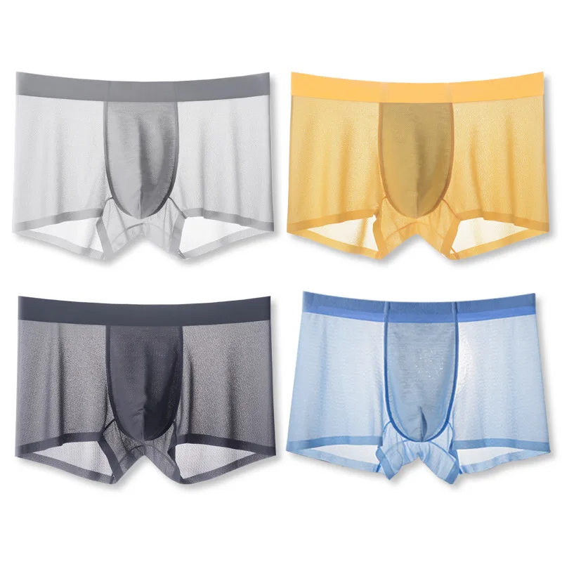 Men's Underwear Ice Silk Summer Ultra Thin Honeycomb Mesh Quick Drying Underwear Ice Feel Antibacterial Flat Corner Underwear