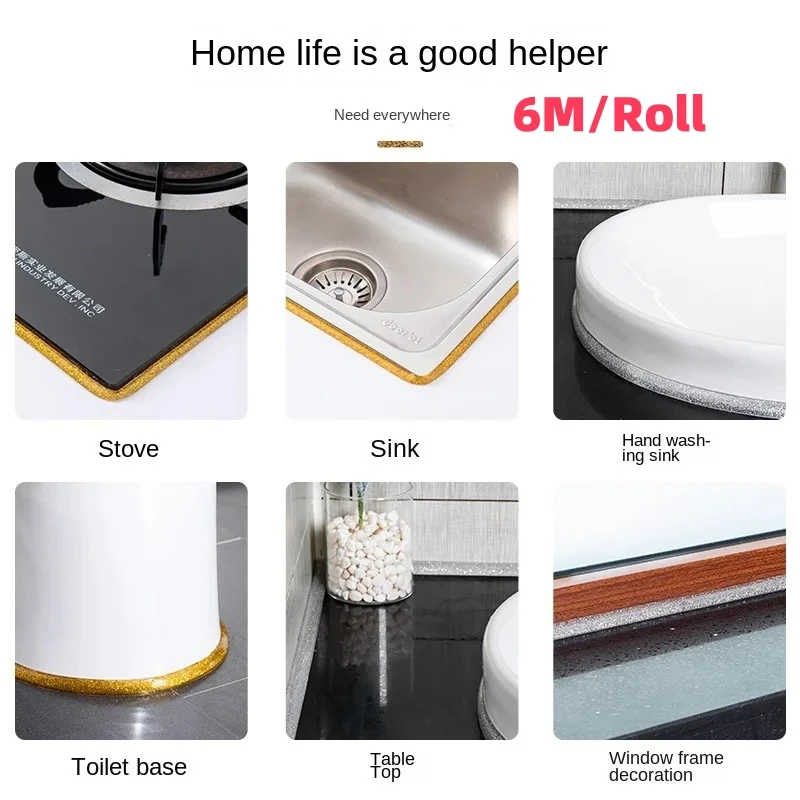 Self-Adhesive Ceramic Tile Gap Tape Kitchen Bathroom Waterproof Mildewproof Stickers Beautiful Seam Tapes sparkle Decor Strip double sided tape ceramic decals repair tape