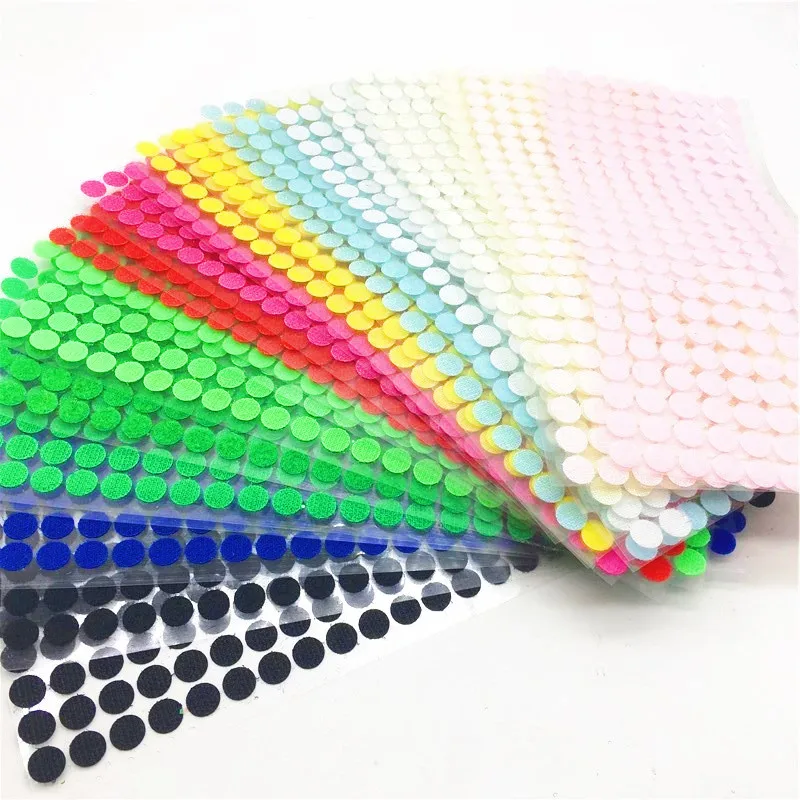 99Pairs 10mm Multicolor Adhesive Fastener Tape Dots Nylon Sticky Hook And Loop Dot Sticker Double Sided Round Self-Adhesive