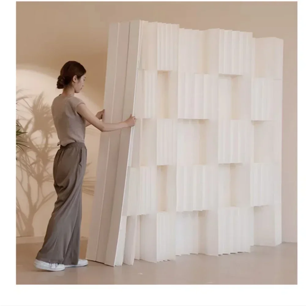 Home Decor White Organ Paper Wall Screen Room Dividers Office Partition Removable Folding Baffle