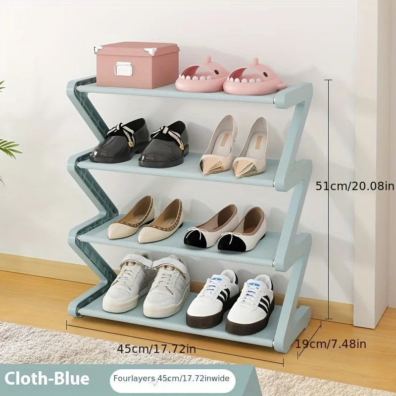 ヒールラック 4-Tier Z-Shaped Shoe Rack, Durable Plastic Floor-Mounted Tool-Free