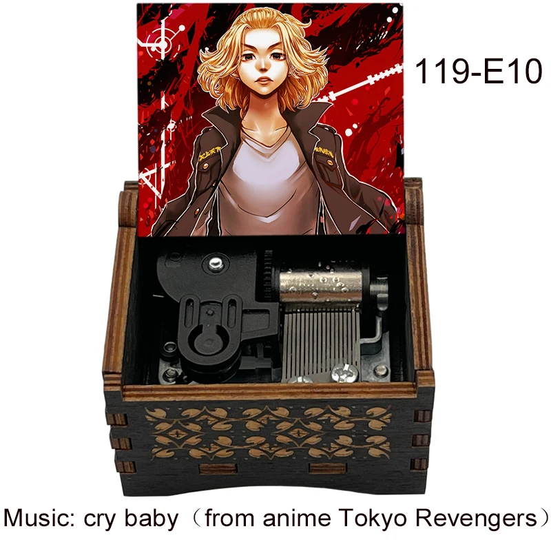 Color Print Anime Tokyo Revengers Figure Music Cry Baby Wood Mechanical Music Box for Anime Friends Birthday Children Fans Gift