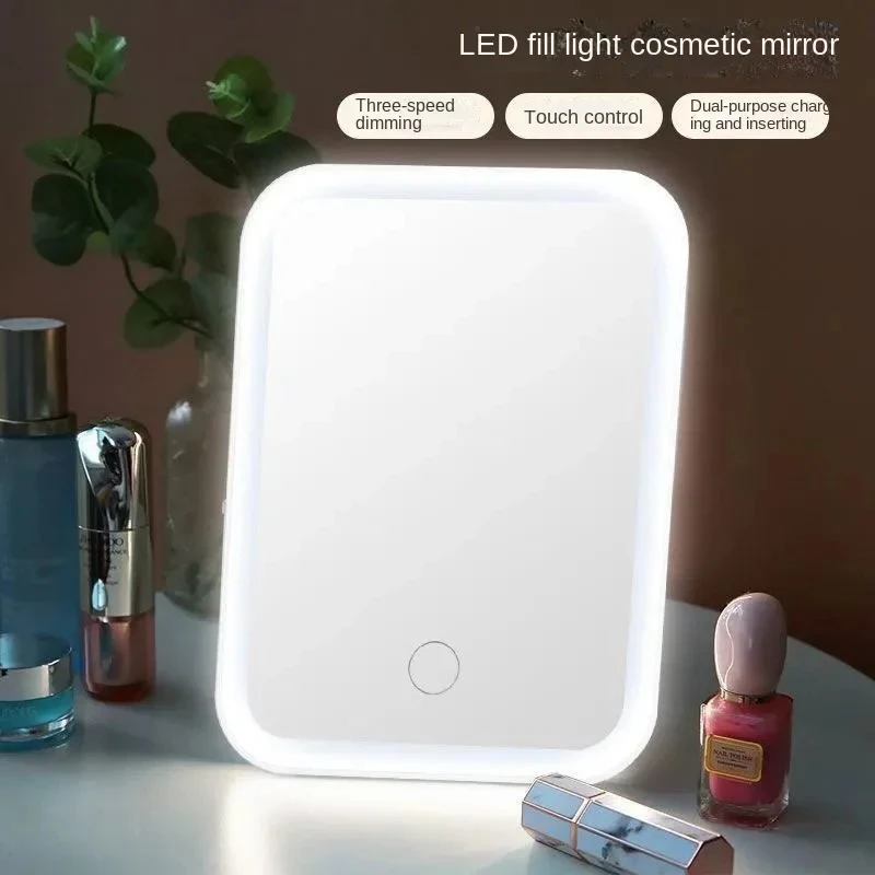 LED Touch Screen Makeup Mirror Folding Mirror Lighted Makeup 3 Colors Light Modes USB Rechargeable Cosmetic Tools makeup mirror
