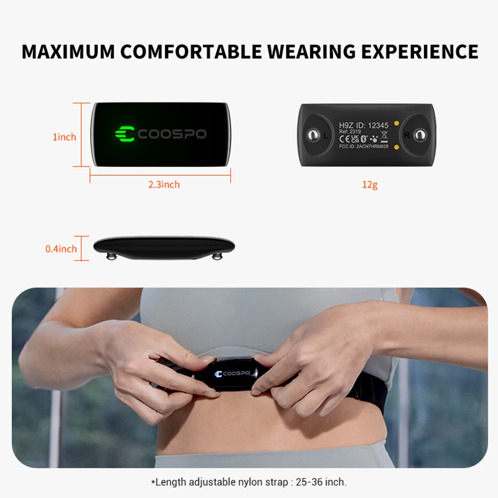 Coospo h6/h9z brust herzfrequenz monitor bluetooth 4,0 ant + hrm sensor wasserdicht für garmin wahoo bike computer – Detail 16