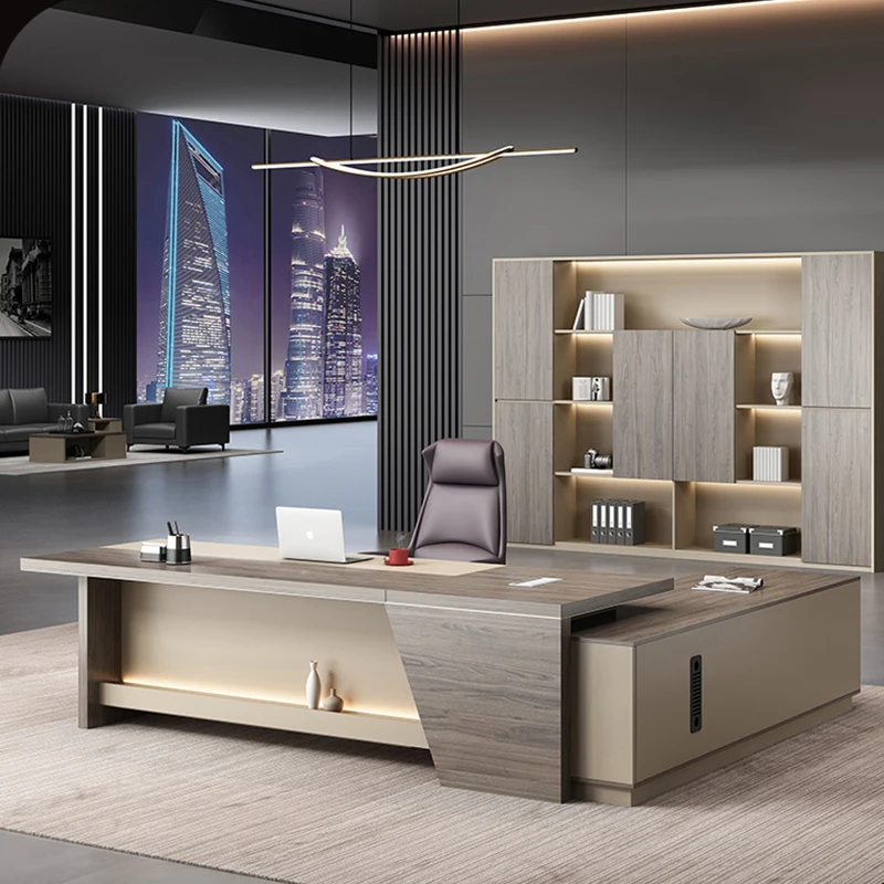 Drawers L Shaped Office Desk Reception Luxury Wood Standing Computer Desks Shelf Storage Escritorios De Ordenador Furnitures modern setup vanity desk executive shelf desktop riser wood laptop desk gaming office mesa ordenador biurko gamingowe furniture