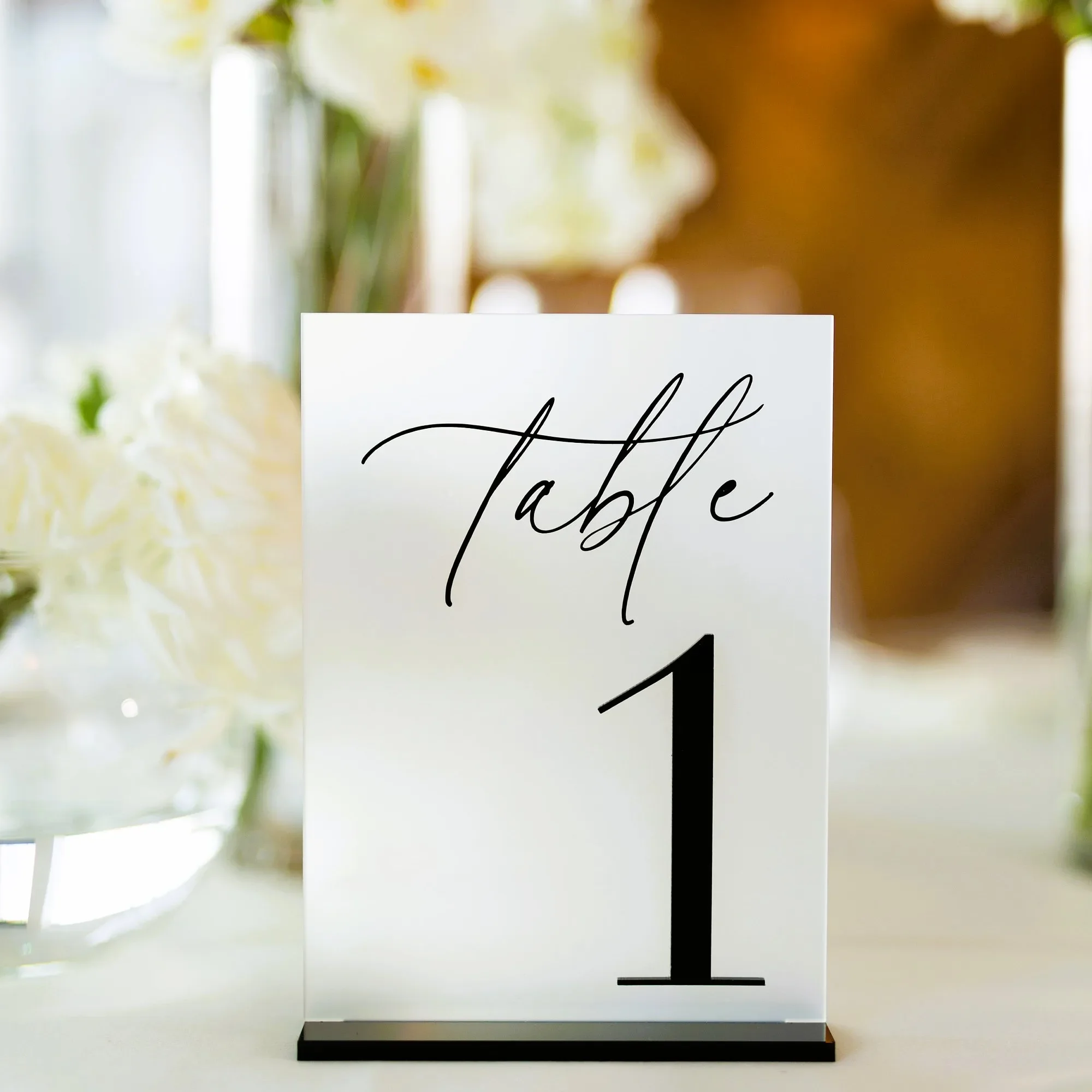 Rose Gold Mirror and Frosted Acrylic Table Signs Wedding Table Numbers with Stands Acrylic Numbers Modern