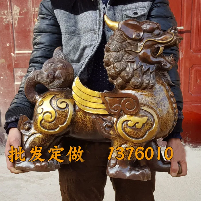 

54CM large Huge # HOME house Shop hall lobby thriving business efficacious mascot talisman Mythical dragon PI XIU brass statue