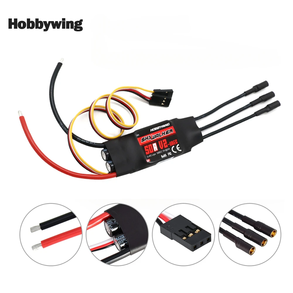 Hobbywing 2023 Nuovo Skywalker V2 Brushless Esc 40A 50A 80A 100A V2 Esc 2-4S Regolatore Di Velocità Con Bec/Ubec Per Rc Quadcopte