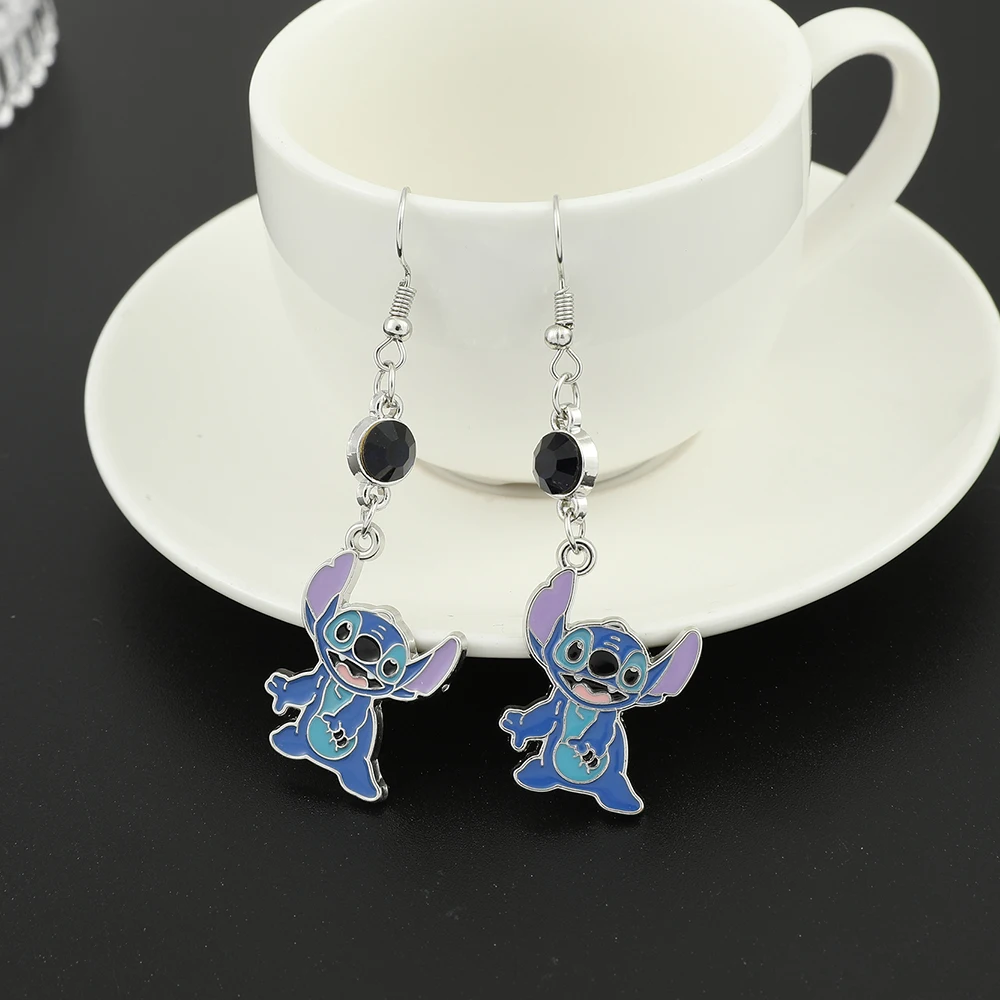 Disney Lilo & Stitch Drop Earrings for Women Girls Cosplay Accessories Stitch and Angel Pearl Crystal Pendant Earring Gifts
