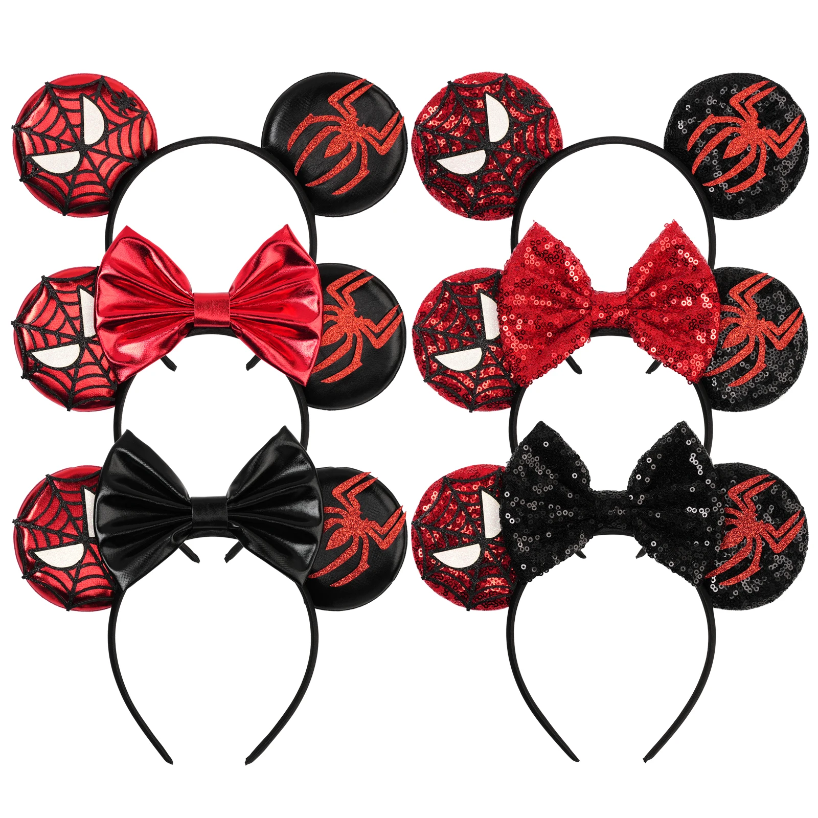 Disney Mickey Mouse Ears Marvel Spiderman Headbands for Kids Girls 5" Sequin Hairbands Adult Men Women Avengers Hair Accessories