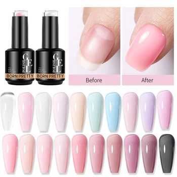 BORN PRETTY Smalto per unghie gel con base in gomma rosa latte da 15 ml Smalto semipermanente glitter Soak Off Smalto LED UV autolivellante