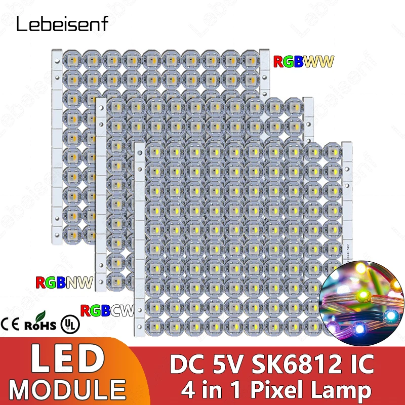 

100 Lamp SK6812 LED Color Pixel Module Small Round Board 4 in 1 SMD 5050 RGB RGBCW RGBNW RGBWW Built-in 6812 Addressable IC DC5V