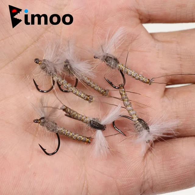 Bimoo 6PCS CDC Feather Wing Mayfly Dry Fly W/ Deer Hair Saddles