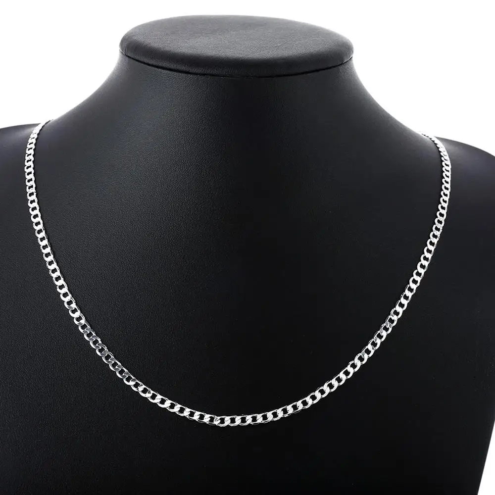 

925 Sterling Silver Necklaces for Men Woman 16-30 Inches Fine 4MM Sideways Chain Classic Jewelry High Quality Christmas Gifts