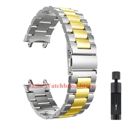 Luxury Stainless Steel Bracelet Watch Band - Premium Metal Strap Accessory - Amazfit TRex 3 (Silver Gold)
