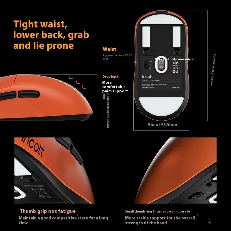 Wireless Mouse Gaming Mouse Wireless Gaming Mouse Incott G23 Pro Mouse Dual Mode Wireless 8K Mouse Hot-Swappable Micro PAW3395 Sensor 26Kdpi Low Latency Cable Gaming