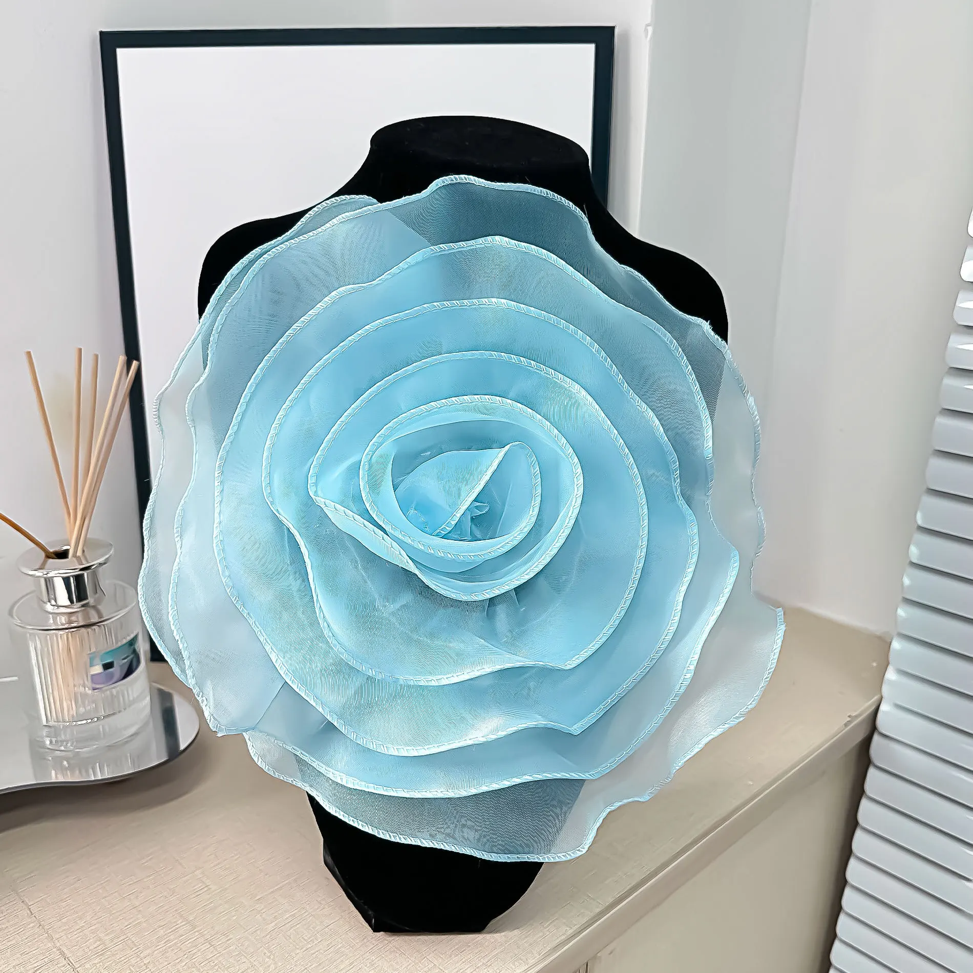 3D Organza Flower Corsage Artificial Rose Flower Patch Chest Sewing Applique Brooch Accessories Clothing Dress Neck Decor