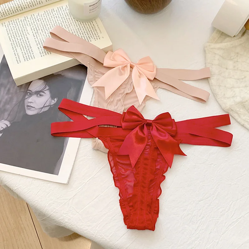 Spitze Sexy Mädchen Slips Frauen Höschen Nahtlose Bowknot G String Tanga Unterwäsche Niedrige Taille Weibliche Einstellbare Dessous – Detail 16