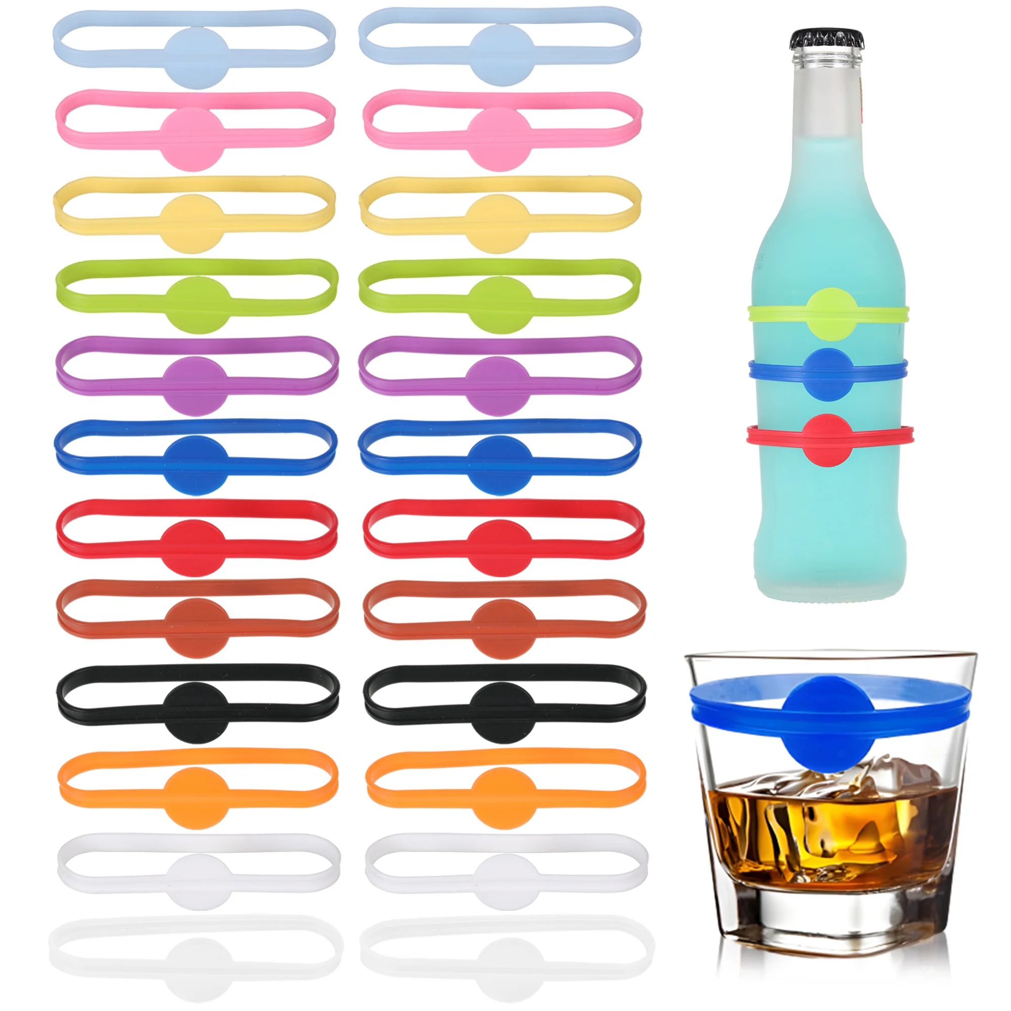 Wine Glass Marker 24pcs Silicone Wine Cup Glass Markers Party Goblet Wine Drinking Cup Marking Tags Home Bar Kitchen