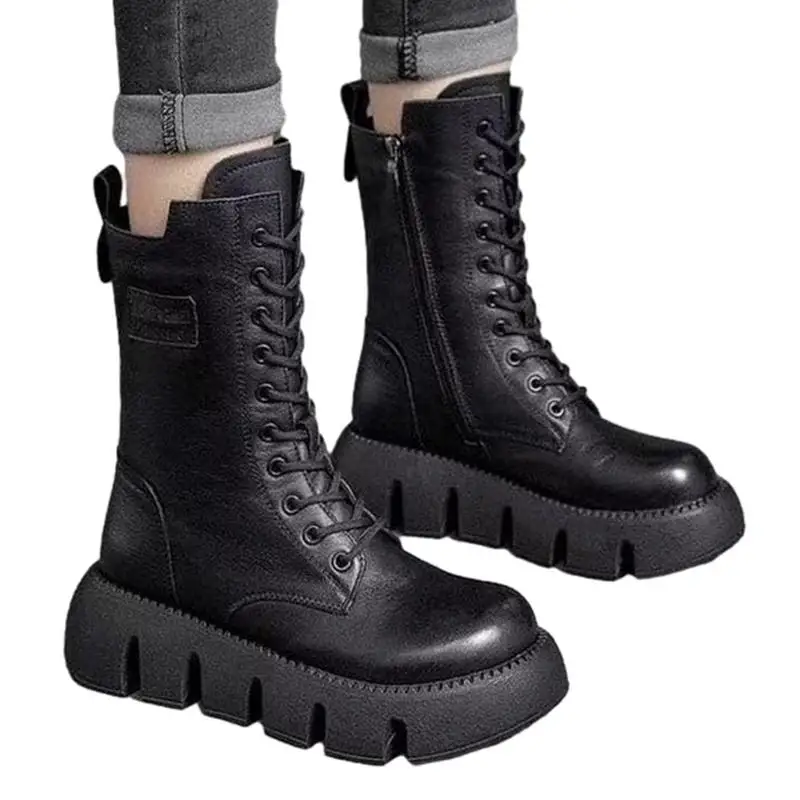 

Women's Motorcycle Boot Combat Boots For Women Soft Thickened Warm Plush Fashion Boots Gift For Birthday Anniversary Christmas