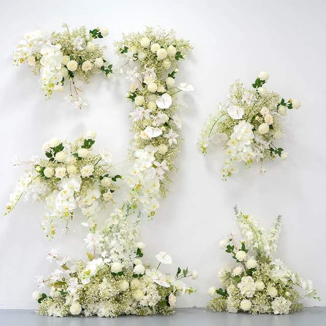 Ivory Rose White Gypsophila Baby Breath Flower Row Arrangement Wedding  Backdrop Prop Table Flower Runner Event Party Arch Floral - AliExpress