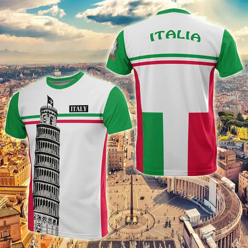 

Ltalian Flag Printing T Shirt For Men Round Neck Top Breathable ComfortabSle Summer Harajuku Oversized y2k Clothing Men Clothing