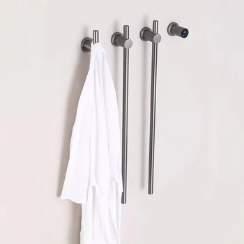 ราวแขวนผ้าเช็ดตัวไฟฟ้าสีดำในห้องน้ำ แบบซ่อนสายไฟ พร้อมระบบควบคุมแบบสัมผัสอัจฉริยะ ทำจากสแตนเลส ใช้เป็นเครื่องอบผ้าเช็ดตัวและเสื้อคลุมอาบน้ำ 2