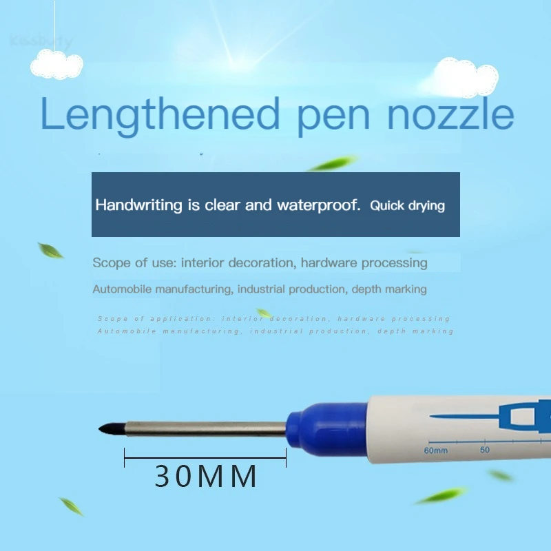 4 Pcs/Set 30mm Long Head Markers Carpenter Construction Deep Hole Marker Pens Multi-purpose Marking Pen Writing Tool permanent marker pen,marker pens,permanent marker,permanent markers,markers pen,long nib markers