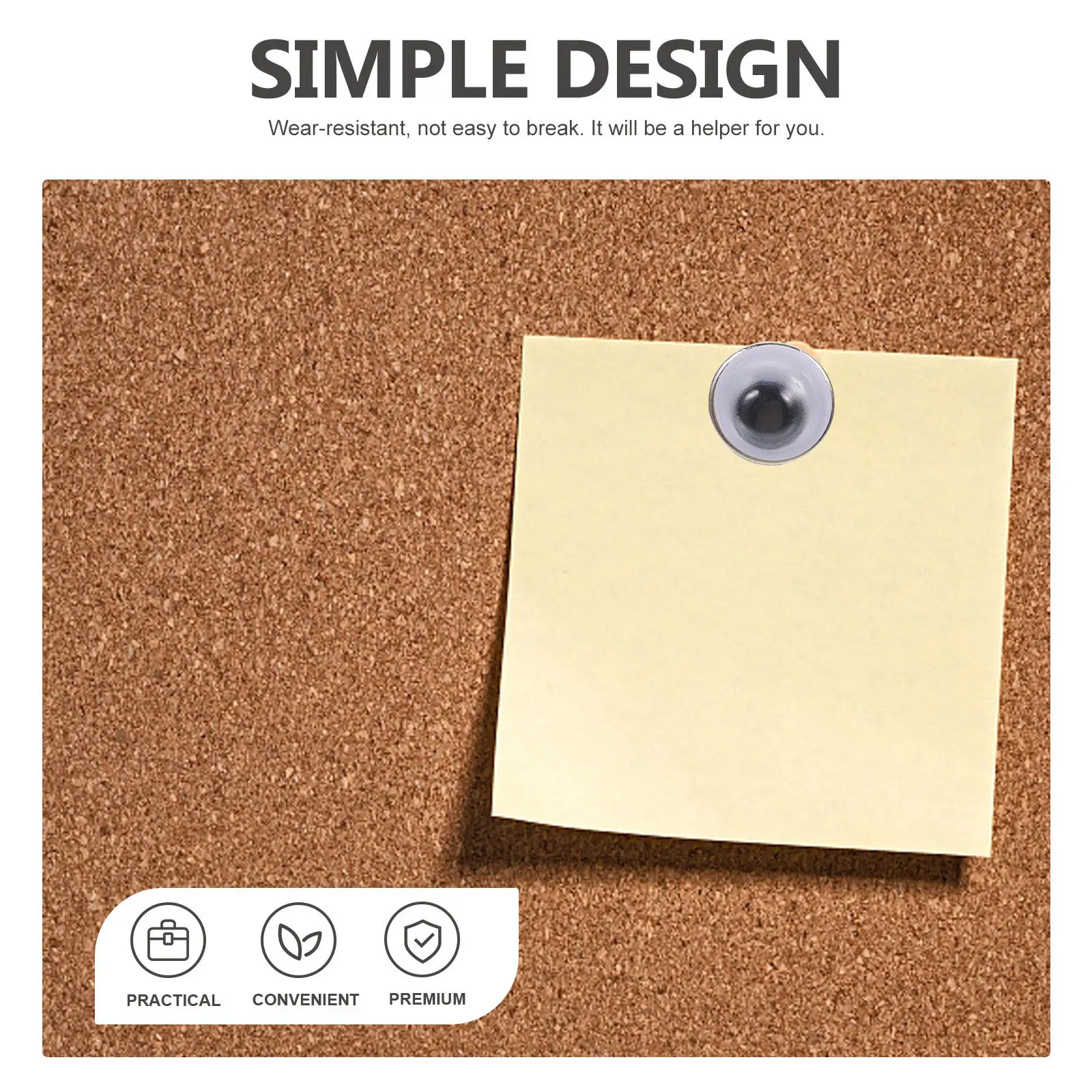 50개입 장 눈 모양 푸시핀, 튼튼하고 내마모성이 뛰어난 지도 표시용, 사무실 큐비클, 코르크 공예용 압정