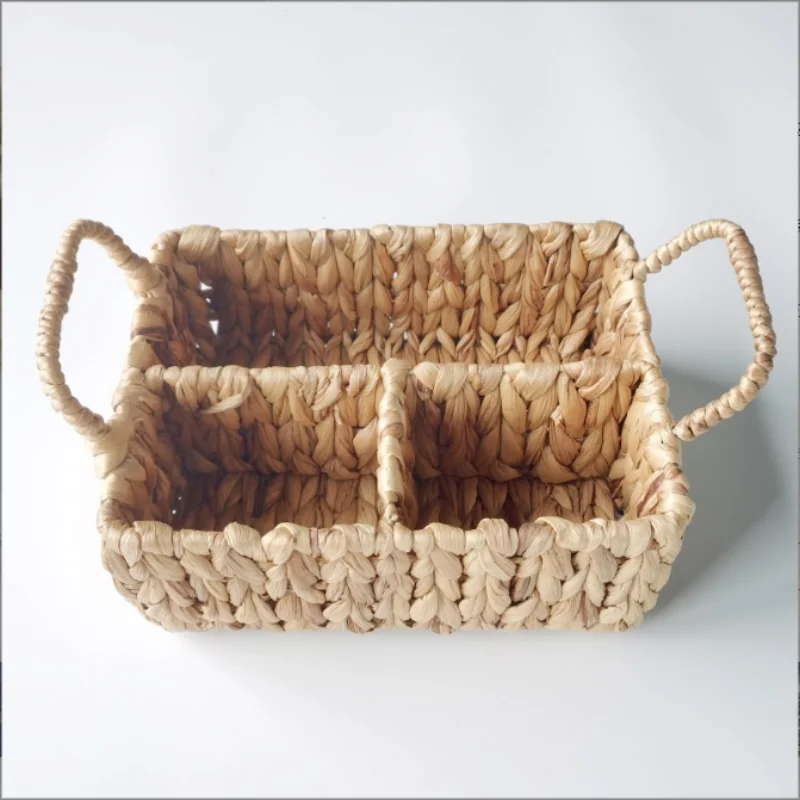 Handwoven Storage Baskets Knife and Fork Storage Basket Gourd Grass Storage Box Rural Style Portable Flower Basket