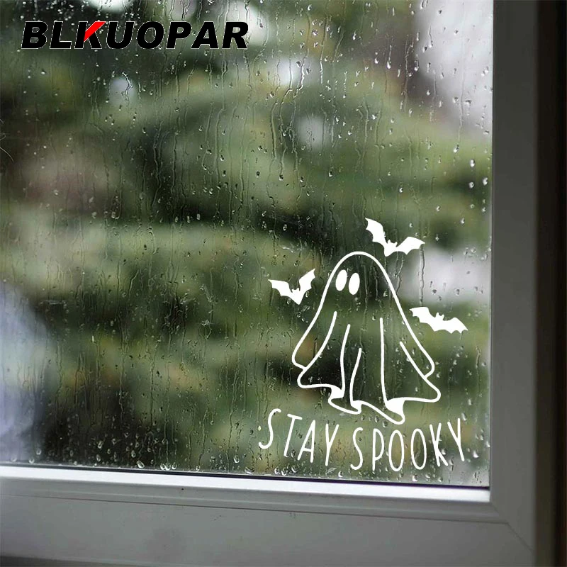 

BLKUOPAR Stay Spooky Ghost Car Stickers DIY Creative Die-cut Occlusion Scratch Laptop Refrigerator Graphics Caravan Car Goods