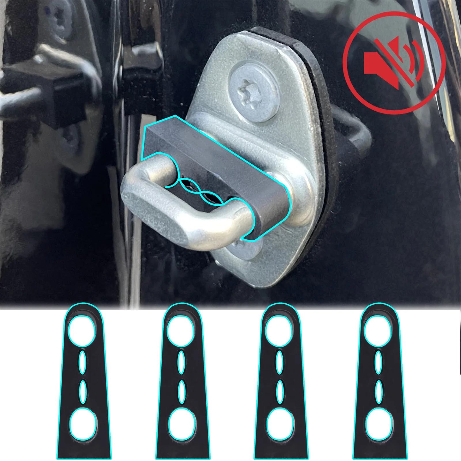 Sound Proof Mat Sound Insulation Mat Sound Deadener Mat Door Lock Damper Car Sound Damper Door Lock Buffer Seal For Benz Smart Fortwo Forfour For Renault Logan 2 / Sandero 2 Lada Vesta SW Cross
