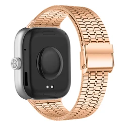 Premium Stainless Steel Mesh Strap - Elegant Replacement Wristband for Redmi Watch 5 (Rose Gold)