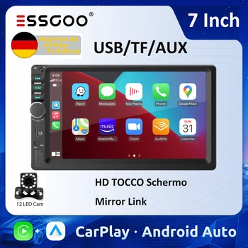 ESSGOO 7 Inch Car Stereo Radio Carplay Android Auto 2 DIN AUX FM Bluetooth USB TF Touchscreen Mirror Link
