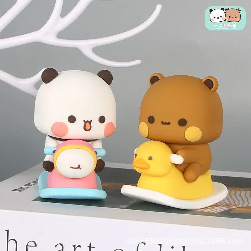 Bubu Dudu Collectible Cute Panda & Bear Ornament - Kawaii Anime Figure Toy for Home Decor & Holiday Gift