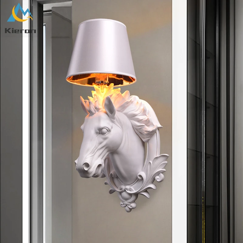 Modern Simple Horse Head Led Wall Lamp Bedroom Study Bedside Hotel